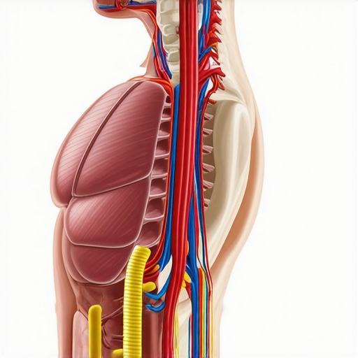 Diagram showing how stomach bracing causes neck tension and diaphragm restriction