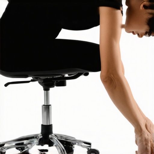 Diagram showing a person leaning forward with a straight back while sitting to prepare for standing up safely.