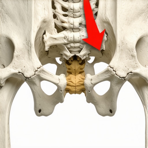 Anatomical diagram showing how pelvic tilt affects lower back and hamstring muscles.