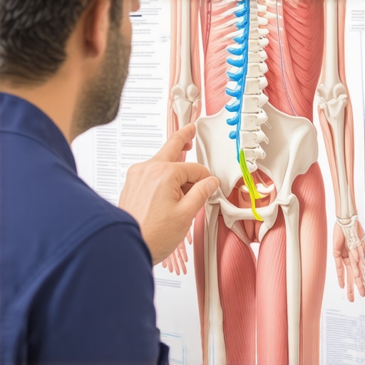 Diagram of psoas muscle and spine illustrating protective muscle guarding.