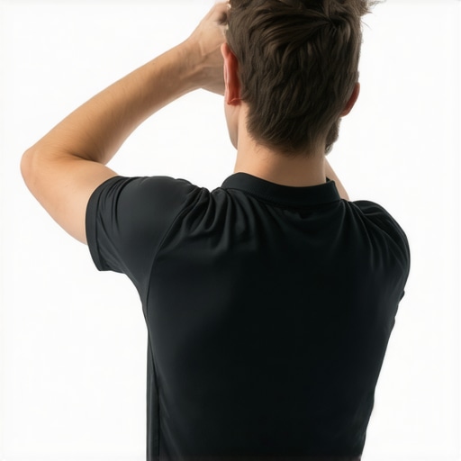 Person using a lacrosse ball to release tension between shoulder blades